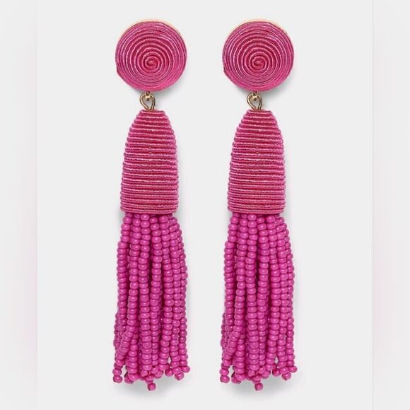 New limited-edition SUGARFIX by BaubleBar Threaded Tassel pink / red Earrings - Picture 9 of 12